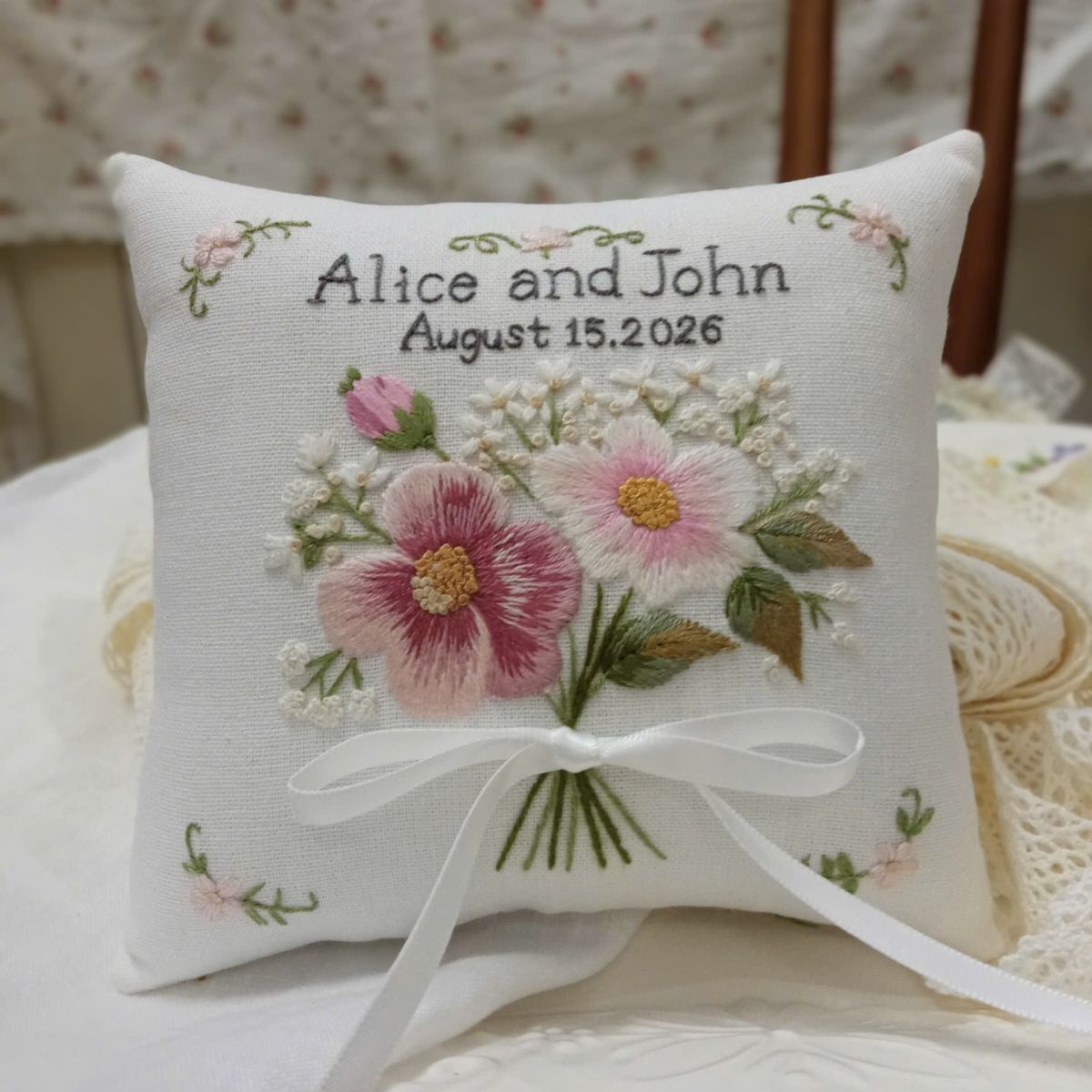 Hand-Embroidered Apron, Linen Cotton Apron